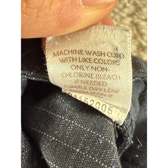 J Jill Plus Size 18 Linen Stretch Flat Front Pin Stripe Straight Leg Pants Navy - Picture 10 of 11